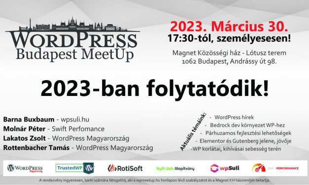 2023-ban folytatódik a WordPress Budapest MeetUp sorozat!
