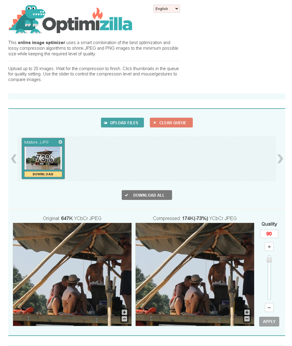 képoptimalizálás - kép feltöltése