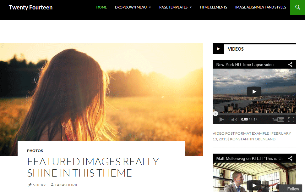 Twenty Fourteen sablon: Legyen fekete!