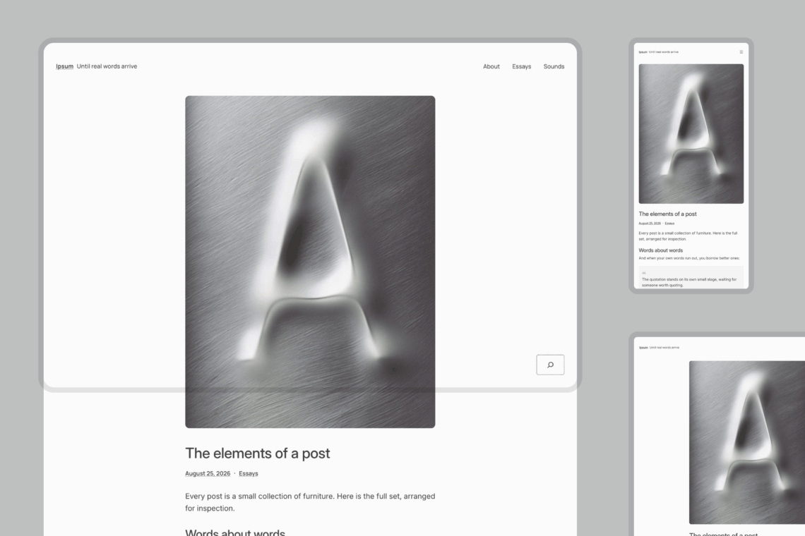 Ipsum, a WordPress 7.2 új alapértelmezett sablona